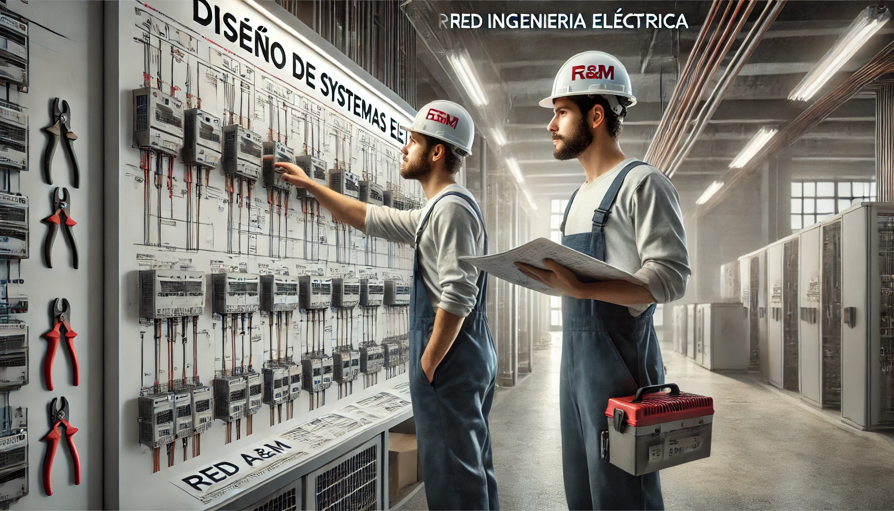 Diseño de sistemas eléctricos con ingenieros de Red a&m Ingeniería Eléctrica trabajando en una instalación moderna.