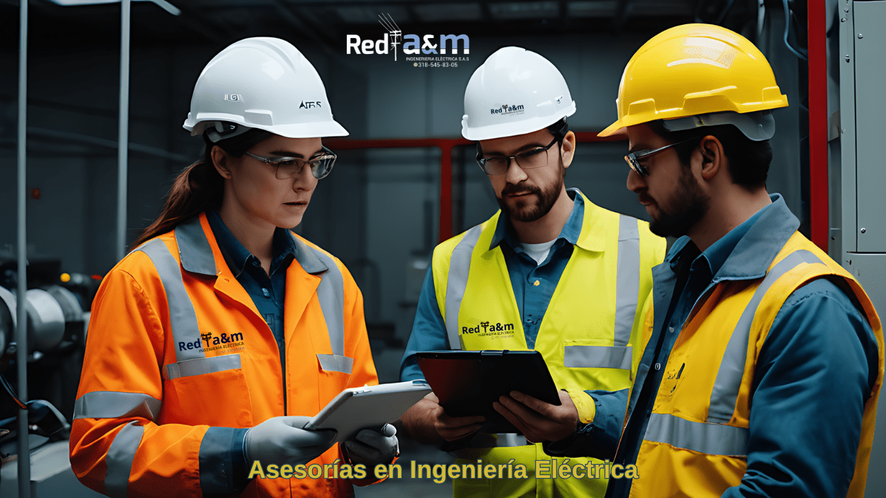 El equipo de Red a&m Ingeniería Eléctrica realizando asesorías en ingeniería eléctrica para un sector comercial