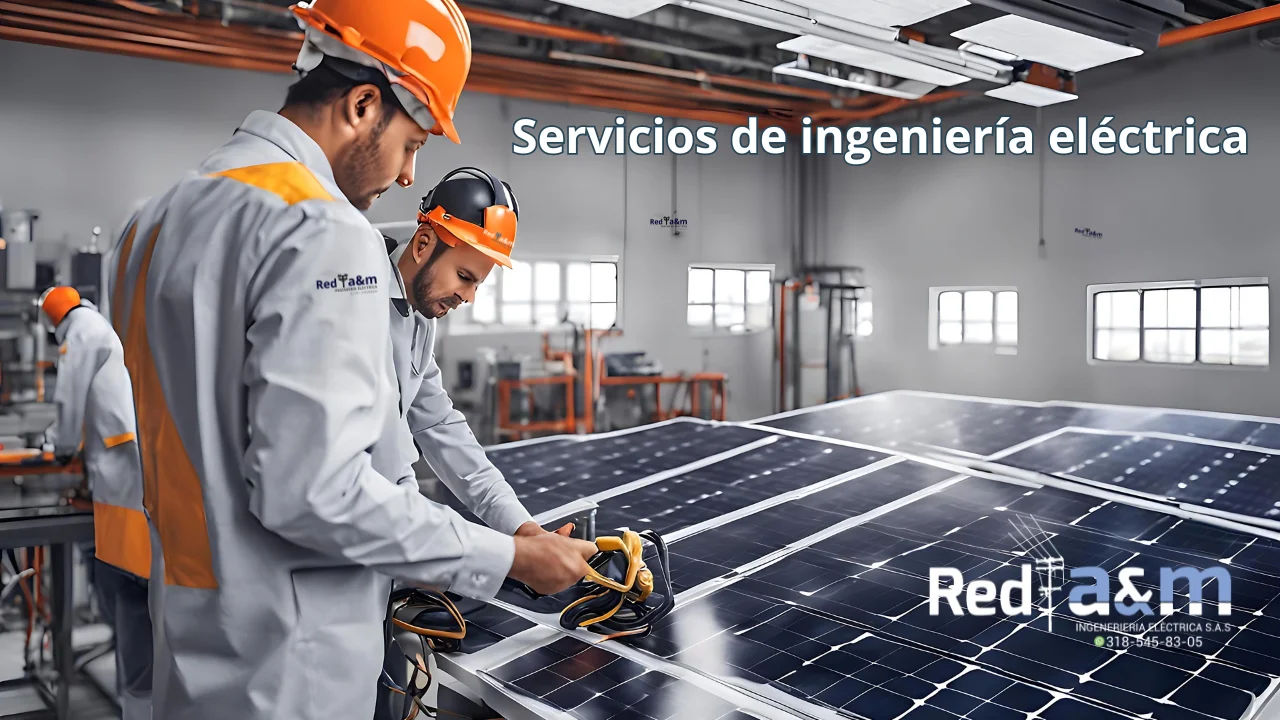 Ingenieros electricistas trabajando en servicios de ingeniería eléctrica construyendo paneles solares