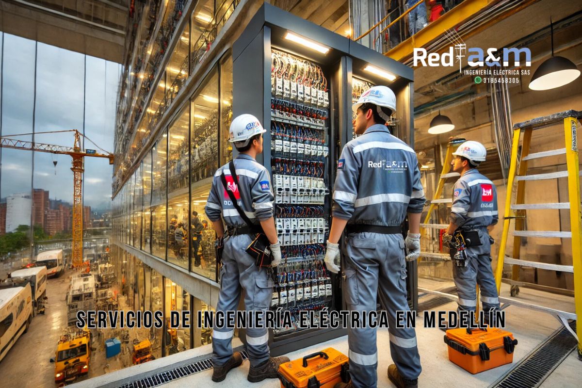 Servicios de ingeniería Eléctrica en Medellín - Ingenieros trabajando en instalaciones eléctricas modernas.