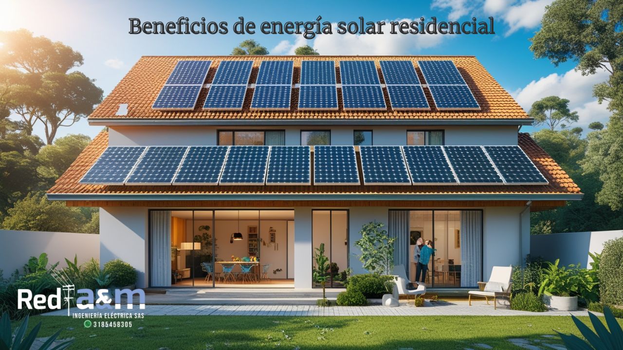 Casa con paneles solares y familia disfrutando de los ventajas de la energía solar para hogares