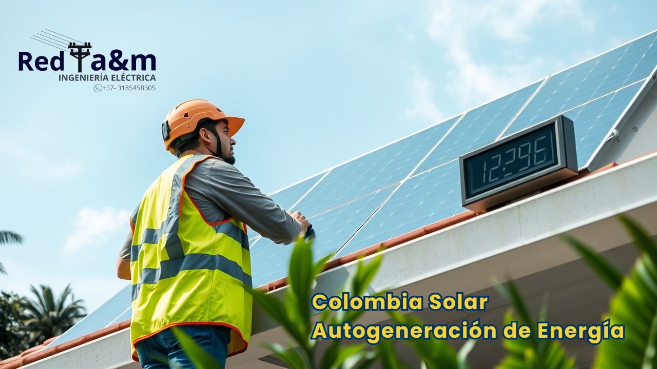 Instalación de paneles solares en una casa con sistema de autogeneración de energía en Colombia